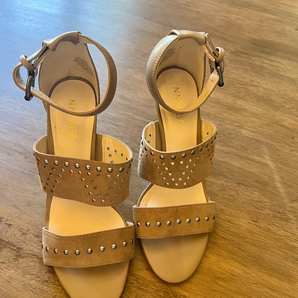 Nine West Beige Studded Sandals